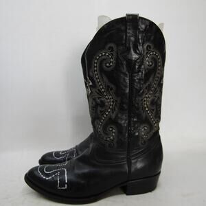 Ferrini Mens Size 12 D Black Leather Cowboy Western Boots